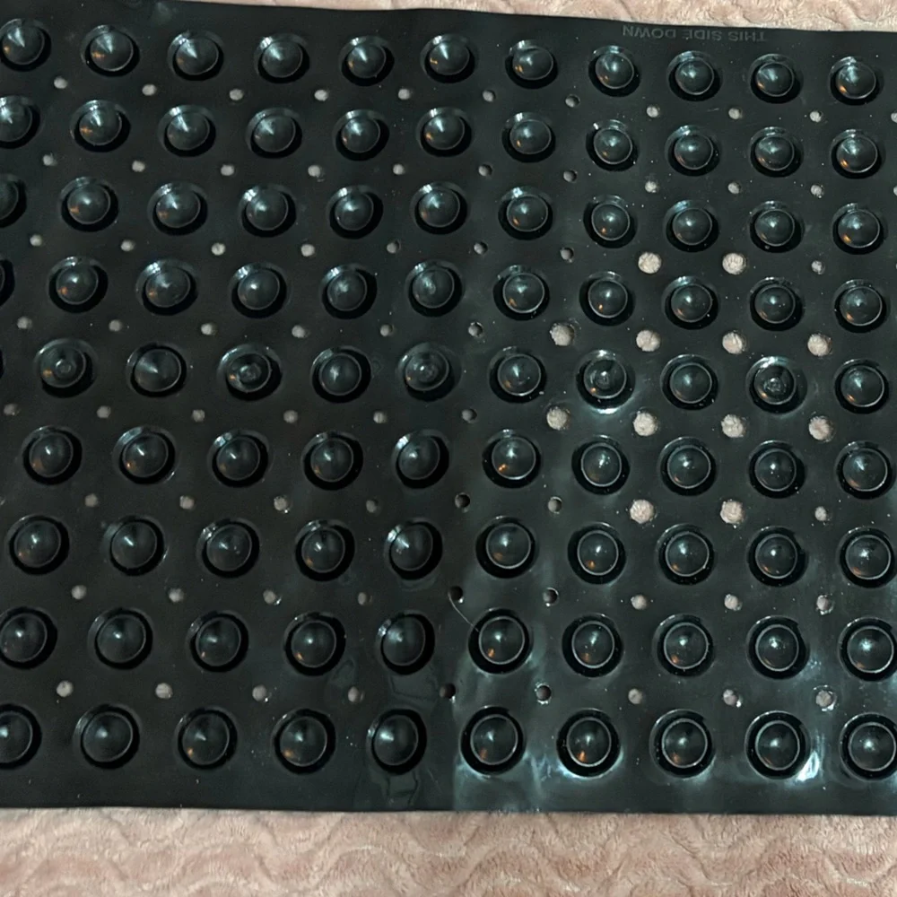 Extra Long Bath Mat Black Textured Suction Cup 100% PVC